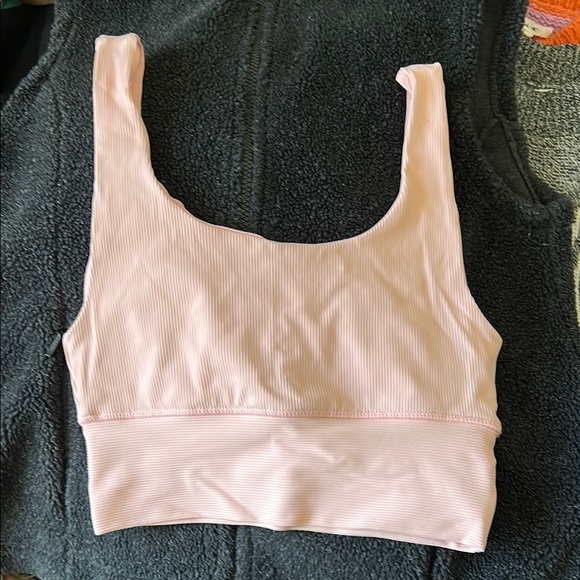 Pink Ribbed Sports Bra - Picture 1 of 5
